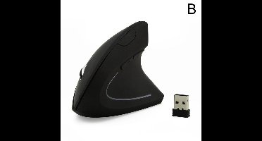 Zwarte draadloze, ergonomische verticale optische USB-muis geschikt voor laptops.