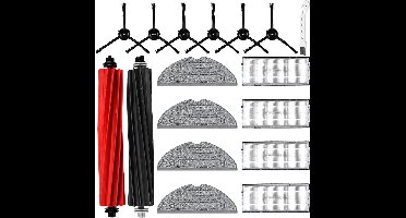 17 stuks accessoires gescht voor Roborock S8 Pro Ultra robotstofzuiger met 2 hoofdborstels, 4 reinigingsdoeken, 4 filters, 6 zijborstels, 1 reinigingsborstel