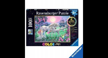 Ravensburger Puzzel Eenhoorns in Maanlicht XXL 100 Stukjes Glow-in-the-Dark