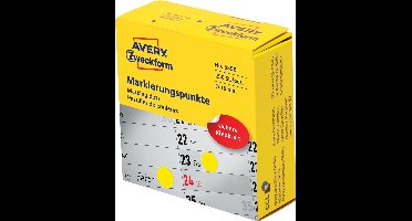 Avery marking dots, diameter 19 mm, rol met 250 stuks, geel