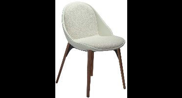 Arch Dan-Form eetkamerstoel bouclé, PU-kunstleer wit.