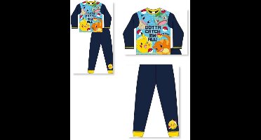 Pokémon Pikachu - Pyjama - Maat 146/152 - Blauw met Geel - Kinderpyjama