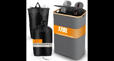 Statiegeldcontainer 2 Vakken - 170L Verzamelcontainer Voor Lege Flessen En Oud Glas - Opvouwbare Vuilnisemmer Met Deksel - Inclusief 2 XXL Draagtassen - Ideaal Voor Keuken En Huishouden