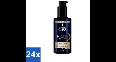 24 x Gliss - Haarserum - Night Elixer Overnight Repair - Herstel van Beschadigd Haar - 100 ml - Haar Serum - Nacht Serum - Haar Herstel - Beschadigd Haar - Glanzend Haar