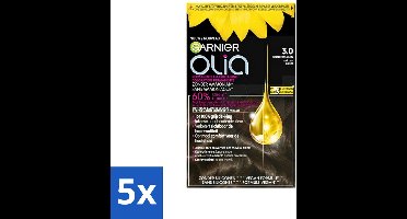 5 x Garnier - Olia 3 - Haarkleuring - Donkerbruin - Zonder Ammoniak - Intense Langhoudende Kleur - 100% Grijsdekking - Haarkleuring - Permanent Haarkleuring - Donkerbruin Haarkleur - Zonder Ammoniak - 100% Grijsdekking