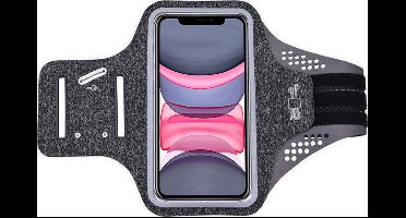 Geschikt voor iPhone 11 hardloop telefoonhouder – armband - sportband - van stof - Zwart