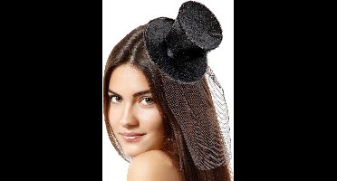 Tiara hoedje zwart glitter