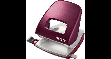 Leitz Style Metalen Kantoor Perforator - Perforeert Tot 30 Vel - Voor Mappen En Ringbanden - Ideaal Voor Thuiskantoor - Granaat Rood