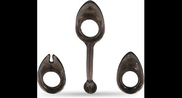 Seven Creations - Cockring - Drie Rekbare Cockringen - Clitoris Vriendelijk - TPE- Rook Grijs