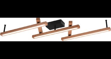 TRIO BELLARI - Plafondlamp - Houtkleurig - incl. 1x SMD 36W - Afstandsbediening - Geintegreerde dimmer - Zwenkbaar - Traploos instelbare lichtkleur - Verlichting omhoog en omlaag - Niet geschikt voor externe dimmer - Geheugenfunctie