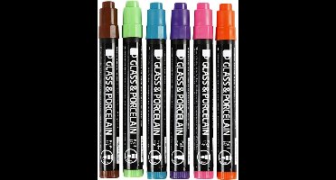 Creativ Company Glas- en Porseleinstift Zonder Pomppunt Set Secundair 6 stuks