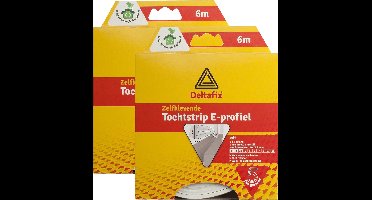 Deltafix Tochtstrip - 2x - tochtwering - wit - zelfklevend - E-profiel - 6 m x 9 mm x 4 mm