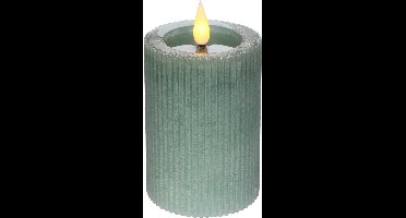 Ideas 4 Seasons - LED pilaarkaars groot - Eucalyptus groen - Ø 7 cm x 10 cm