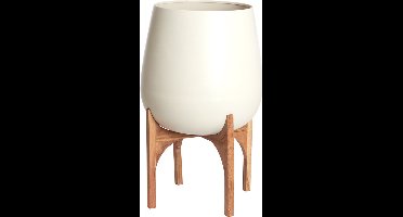 Light&living Pot deco op voet Ø59x82 cm KARUNA hout+mat crème