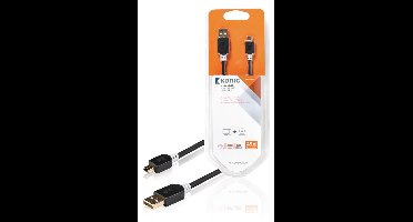 Konig USB 2.0 A Male naar USB 2.0 Mini Male - 2 m