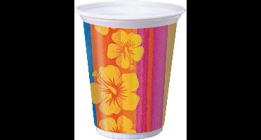 8 plastic Hawaii bekers - Feestdecoratievoorwerp