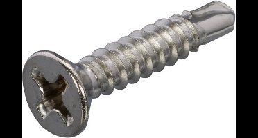 Zelfborende Plaatschroeven - Phillips 2 Platkop - 3,5 x 19mm - Voldraad - RVS (200 stuks)