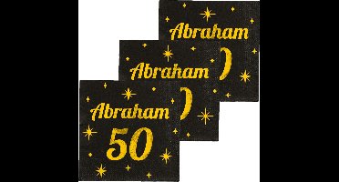 Paperdreams Verjaardag of Abraham feest servetten - leeftijd 50 jaar - 48x stuks - zwart/goud - 33 x 33 cm