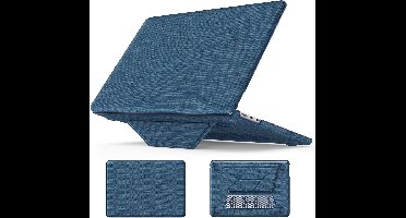 Hoes Geschikt voor MacBook Pro 14 Inch M4 2024 Hoes Navy shockproof heavy duty hoesje Woven Fabric - MacBook Pro 14 Inch (2021/2024)[M4/ A2442 M1 Pro/ M1 Max/A2779/M3 A2918 A2992] case met Opvouwbare kickstand hoes hardcover