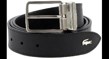 LACOSTE Leren Riem Elegance Curved Stitched Edges W110 Black Zwart