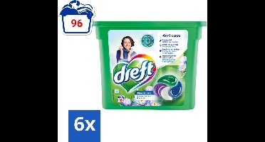 Dreft - Wasmiddelcapsules 4in1 - Witte en Gekleurde Was - Blauwe Droom - 16 Wasbeurten - Voordeelverpakking - 6 stuks