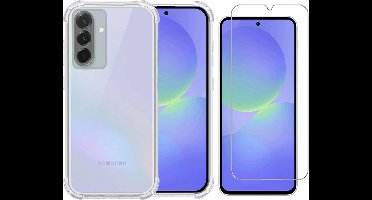 Hoesje geschikt voor Samsung A36 transparant Anti Shock silicone hoesje Met gehard glas Screenprotector