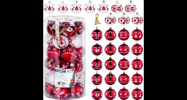 Kerstballen Set Onbreekbaar Rood Wit 6 cm 30 stuks - Kerstdecoratie