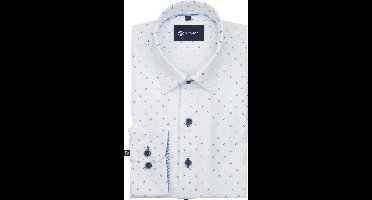 Suitable Overhemd Oxford Print Wit - Maat 39 - Heren - Overhemden Formeel