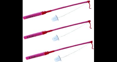 3 Lampionstokjes Met LED lichtje - incl. Batterij - Sint Maarten Lampion Stokjes - 40 cm - Roze