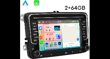 Boscer Autoradio - Geschikt voor Volkswagen, Skoda & Seat - Apple Carplay & Android Auto - Android 15 - 2+64GB - 7 Inch IPS HD Touchscreen - Bluetooth, USB, USB-C, Wifi & MP5 - Navigatiesysteem - Achteruitrijcamera & Microfoon - 2025 Model