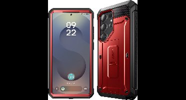 SUPCASE Unicorn Beetle Pro Hoesje Geschikt voor Samsung Galaxy S25 Ultra - Stofdichte Case met Ingebouwde Screenprotector - Full Protect valbescherming - Met Holster en Kickstand Rood