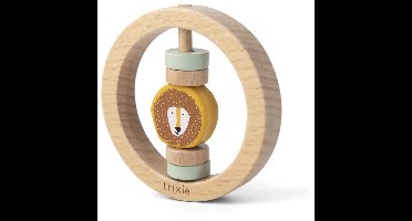 Trixie Houten Ronde Rammelaar - Mr. Lion- Eerste speelgoed baby - Kraamcadeau - Voor Jongens & Meisjes