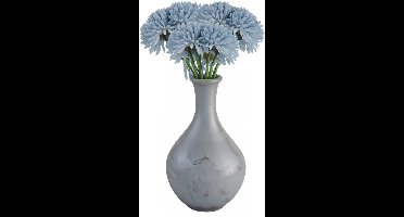 Chaks Kunstbloemen boeket dahlia - 3x - licht blauw - 26 cm - bloemstuk - onderhoudsvrij