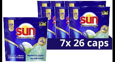 Sun Brilliant Shine Plus Vaatwascapsules - All-in 1 - met Bio-enzymentechnologie - 7 x 26 capsules