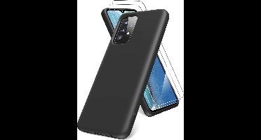Hoesje Geschikt Voor Samsung Galaxy A72 hoesje - A72 5G / 4G hoesje Silicone Zwart - Galaxy A72 Liquid Silicone Soft Nano cover - 2pack Screenprotector Galaxy A72