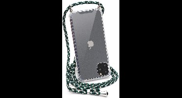 Hoesje Geschikt voor iPhone 12 Pro Max hoesje Backcover Met koord - Camouflage Groen