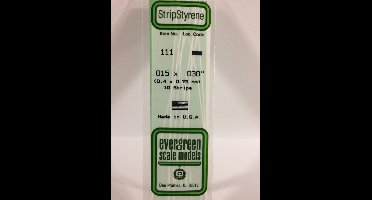 Evergreen Modelbouwdecoratie - 111 Strip 0,4mmX0,8mmX35cm - 10 stuks Styreen