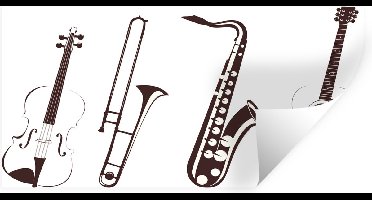 Muurstickers - Sticker Folie - Een illustratie van een viool en andere instrumenten - 30x20 cm - Plakfolie - Muurstickers Kinderkamer - Zelfklevend Behang - Zelfklevend behangpapier - Stickerfolie