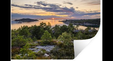 Muurstickers - Sticker Folie - Zonsondergang aan de Zweedse kust - 30x20 cm - Plakfolie - Muurstickers Kinderkamer - Zelfklevend Behang - Zelfklevend behangpapier - Stickerfolie