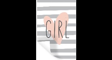 Muurstickers - Sticker Folie - Illustratie met een hart en de quote "Girl" - 20x30 cm - Plakfolie - Muurstickers Kinderkamer - Zelfklevend Behang - Zelfklevend behangpapier - Stickerfolie