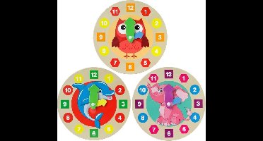 Klok leren kijken- houten klok - 20 cm doorsnede