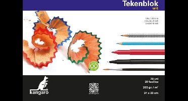 Kangaro tekenblok - 240x320mm - 200 grams - 20 vel - wit - K-5553
