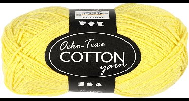Katoengaren, afm 8/4, L: 170 M, needle 3-3,5, geel, 50 gr/ 1 bol