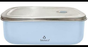 RVS bioloco lunchtrommel 20cm x 13,5cm x 7cm - licht blauw