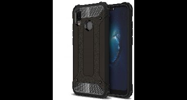 Ntech Hoesje Geschikt voor Huawei P20 Lite (2018) Dual layer Armor Hoesje - Zwart