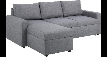 Sander slaapbank met chaise longue, opbergruimte en uittrek grijs.