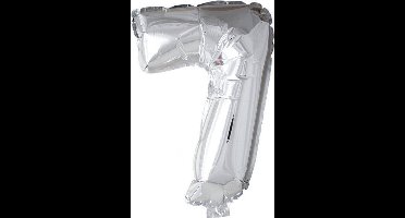 Folie ballon cijfer 7 zilver 40cm