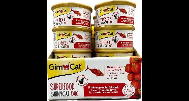 Gimcat Superfood Shinycat Duo 70 g - Kattenvoer - 24 x Tonijnfilet&Tomaat