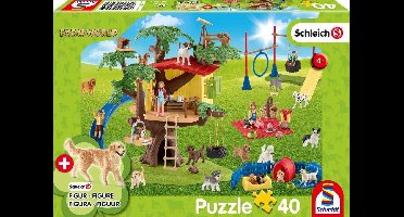 Schmidt - Legpuzzel - Farm World Vrolijke Honden - Schleich - 40 stukjes + originele figuur - Kinderen - vanaf 4 jaar