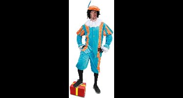 Piet Kostuum | Assistent Van Sinterklaas Piet Turqouise Oranje Kostuum | Medium | Sinterklaas | Verkleedkleding